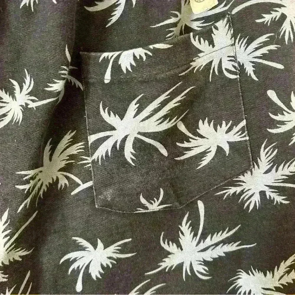 Mens Free Planet Drawstring Cotton Shorts Palm Trees